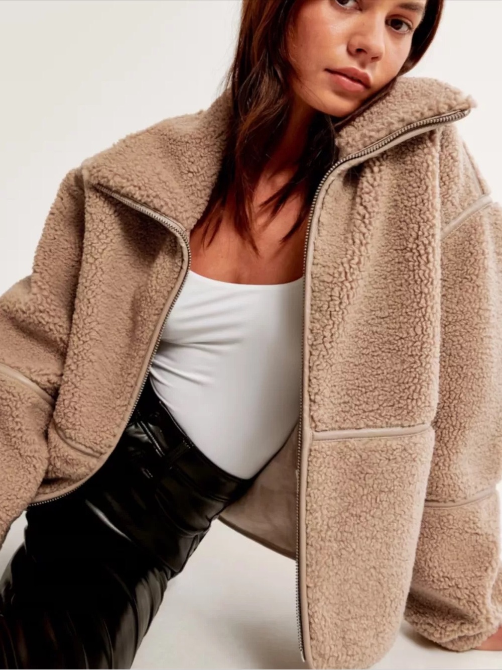 Abercrombie & Fitch Sherpa Mockneck Full-Zip